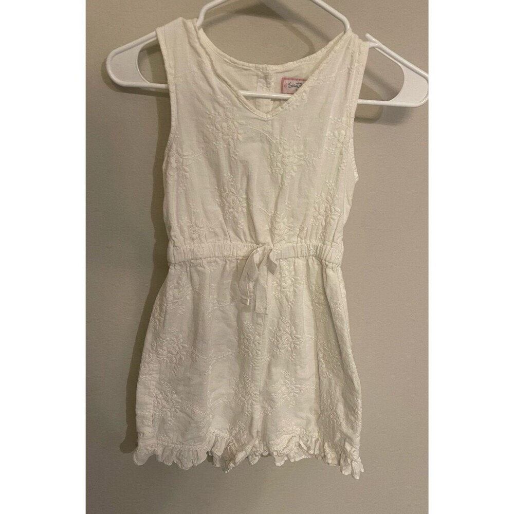 White SweetHoney Girl Romper, Size Youth 10